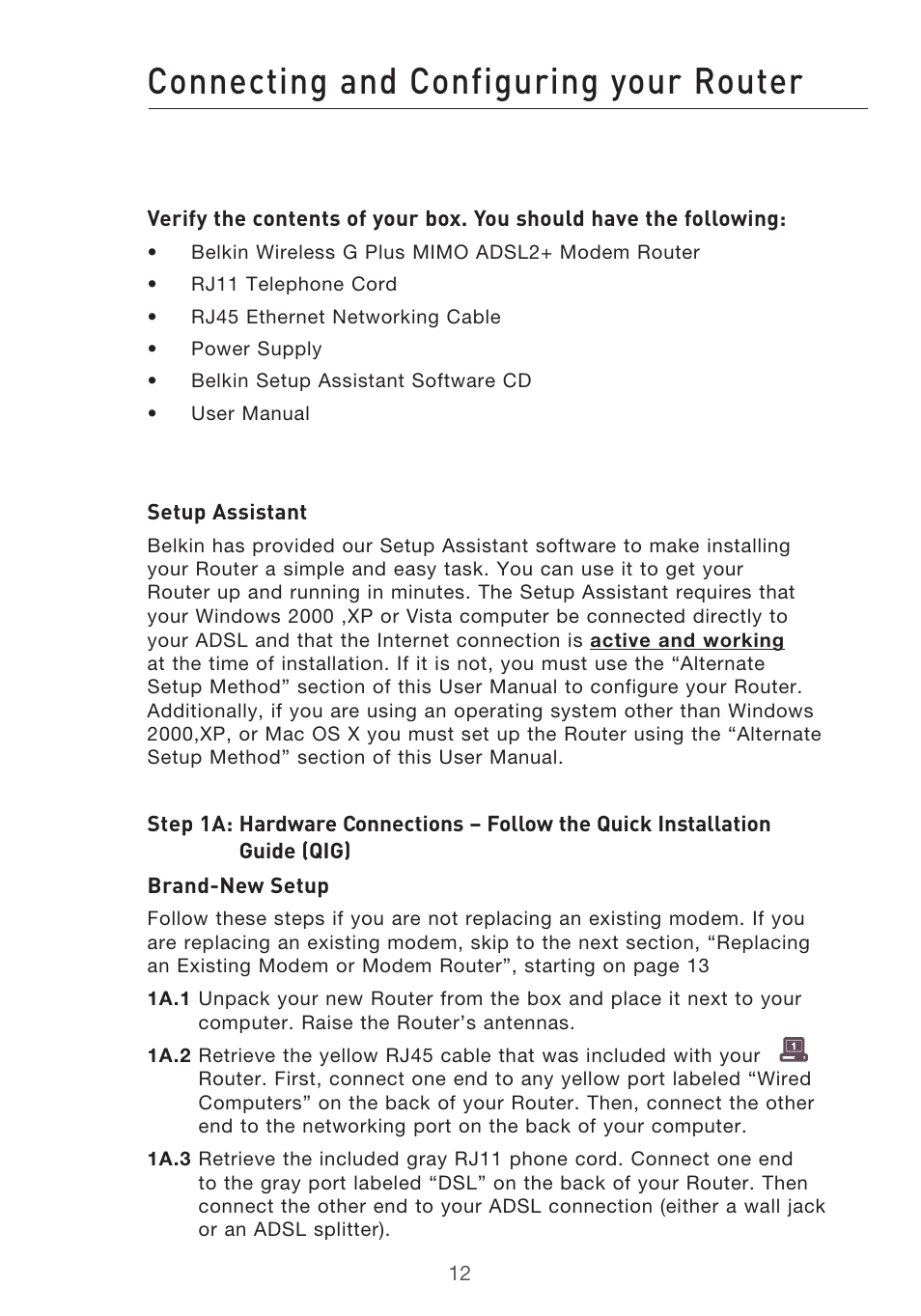 Connecting and configuring your router | Belkin F5D9630-4 User Manual | Page 14 / 88