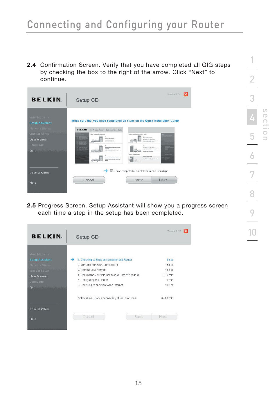 Connecting and configuring your router | Belkin F5D9630-4 User Manual | Page 17 / 88