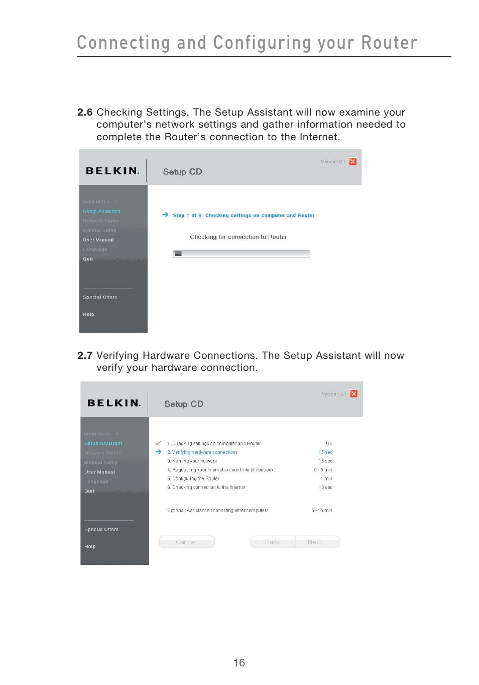 Connecting and configuring your router | Belkin F5D9630-4 User Manual | Page 18 / 88