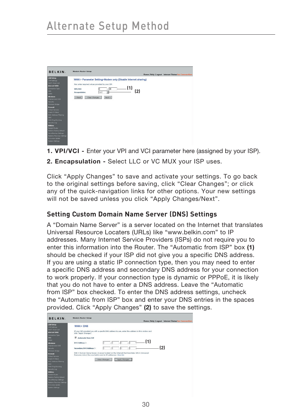Alternate setup method | Belkin F5D9630-4 User Manual | Page 32 / 88