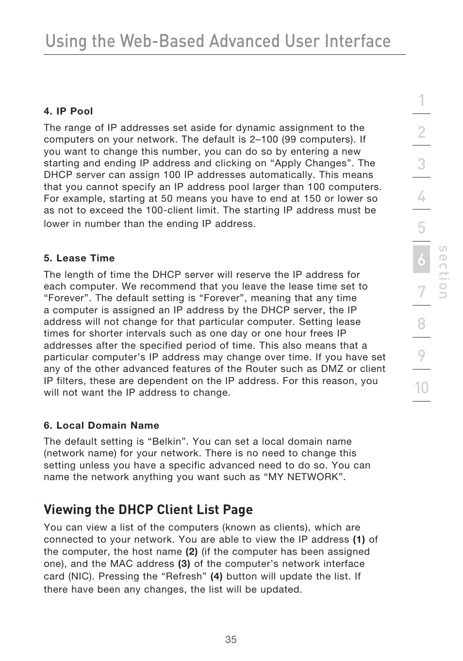 Using the web-based advanced user interface | Belkin F5D9630-4 User Manual | Page 37 / 88