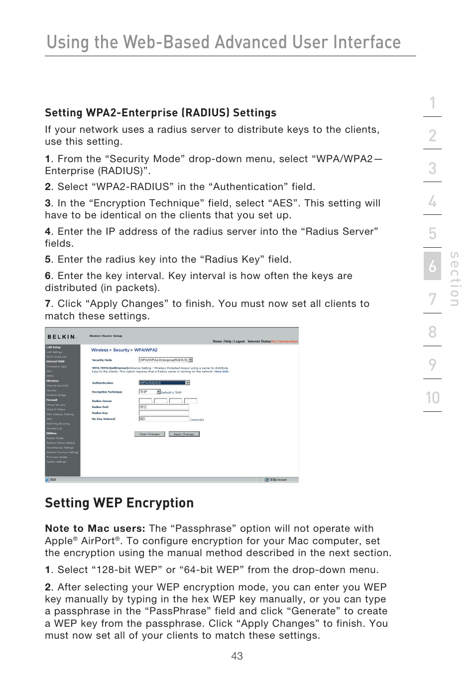 Using the web-based advanced user interface | Belkin F5D9630-4 User Manual | Page 45 / 88