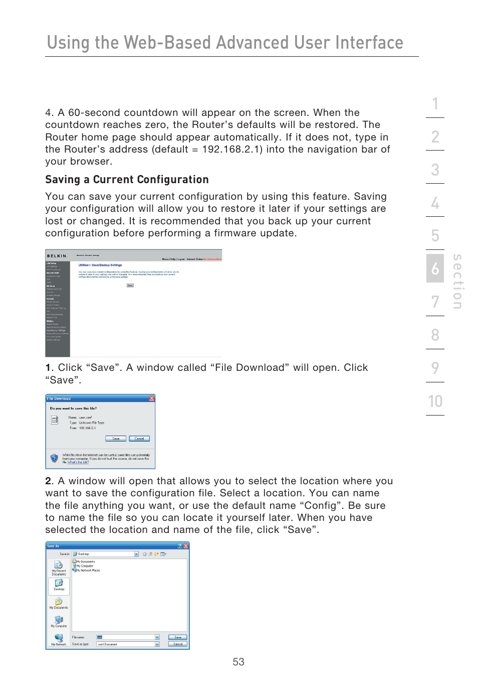 Using the web-based advanced user interface | Belkin F5D9630-4 User Manual | Page 55 / 88