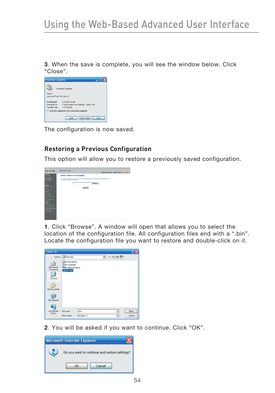 Using the web-based advanced user interface | Belkin F5D9630-4 User Manual | Page 56 / 88