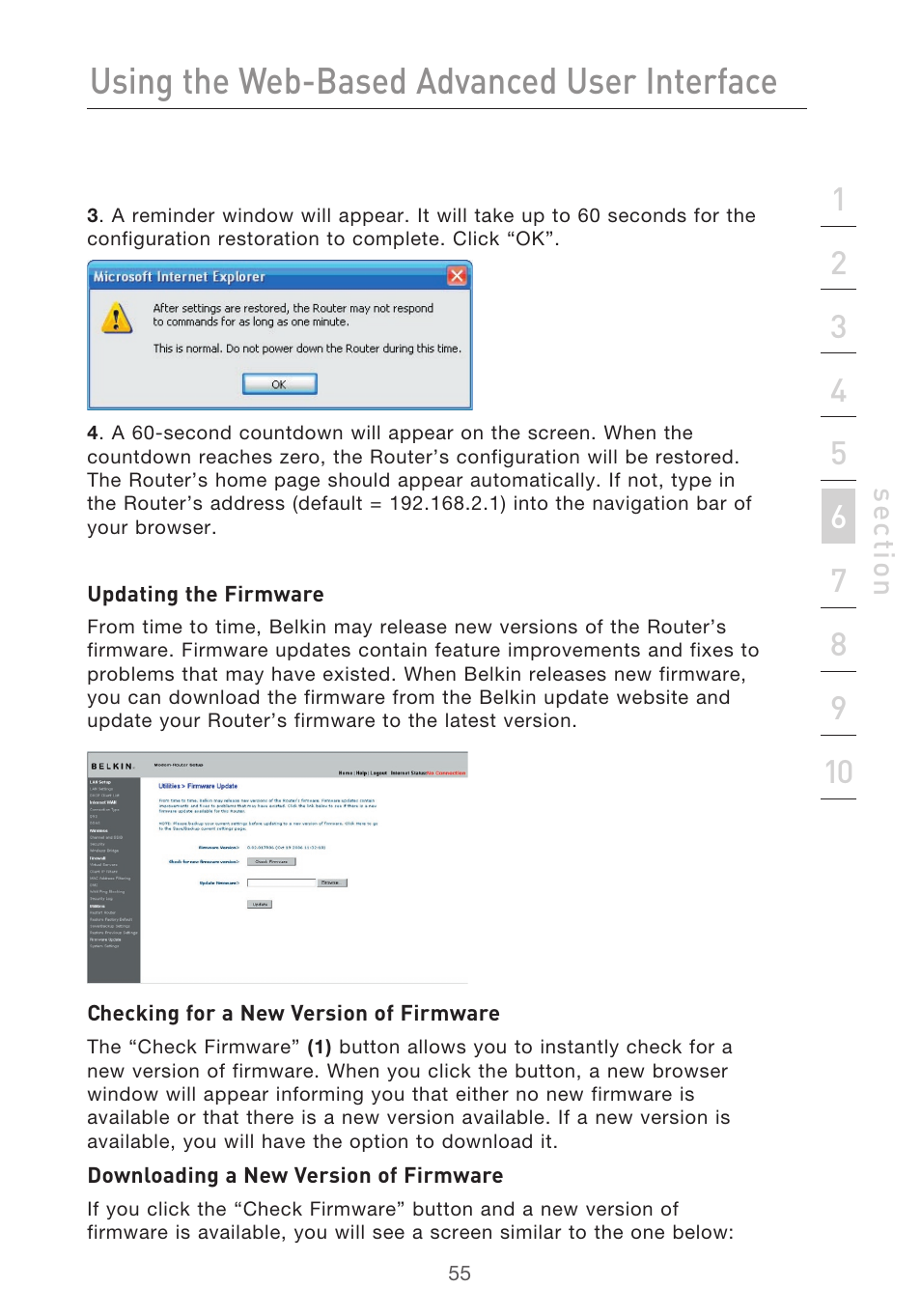 Using the web-based advanced user interface | Belkin F5D9630-4 User Manual | Page 57 / 88