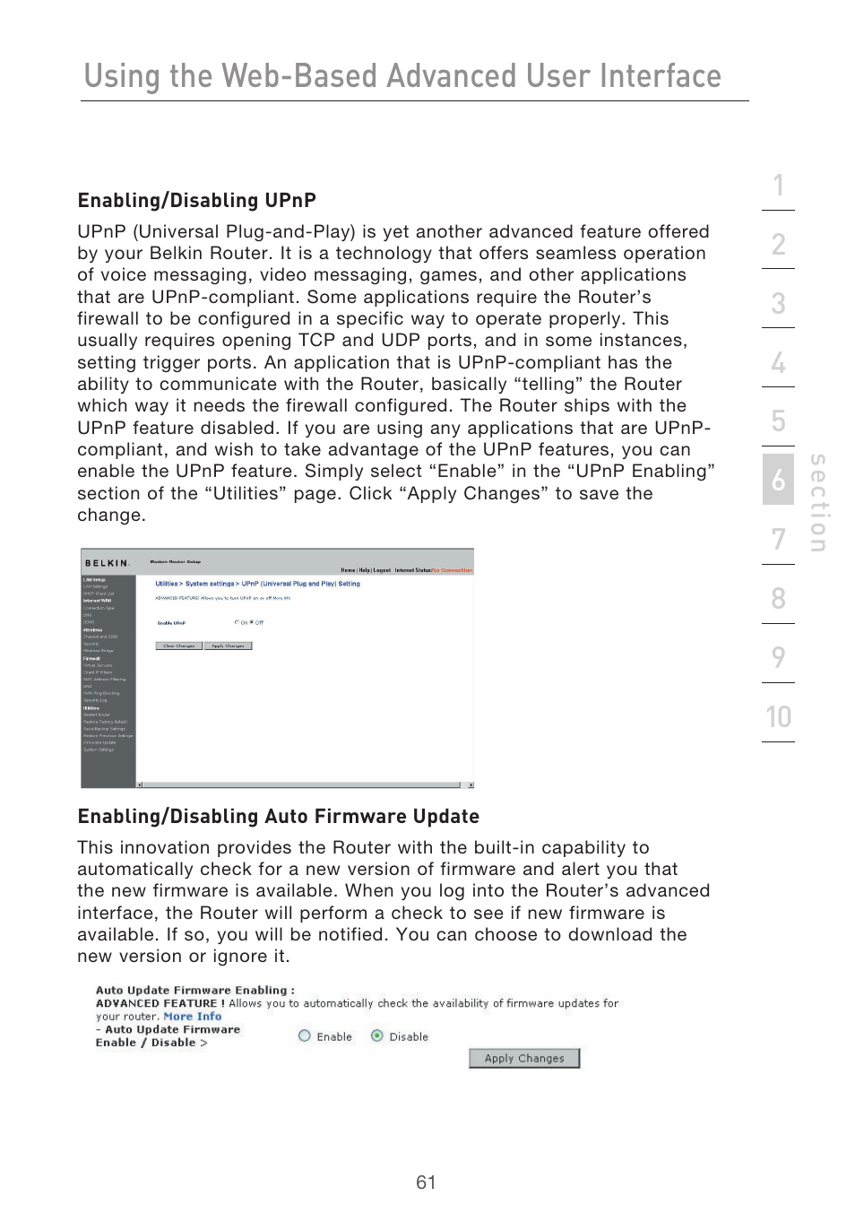 Using the web-based advanced user interface | Belkin F5D9630-4 User Manual | Page 63 / 88