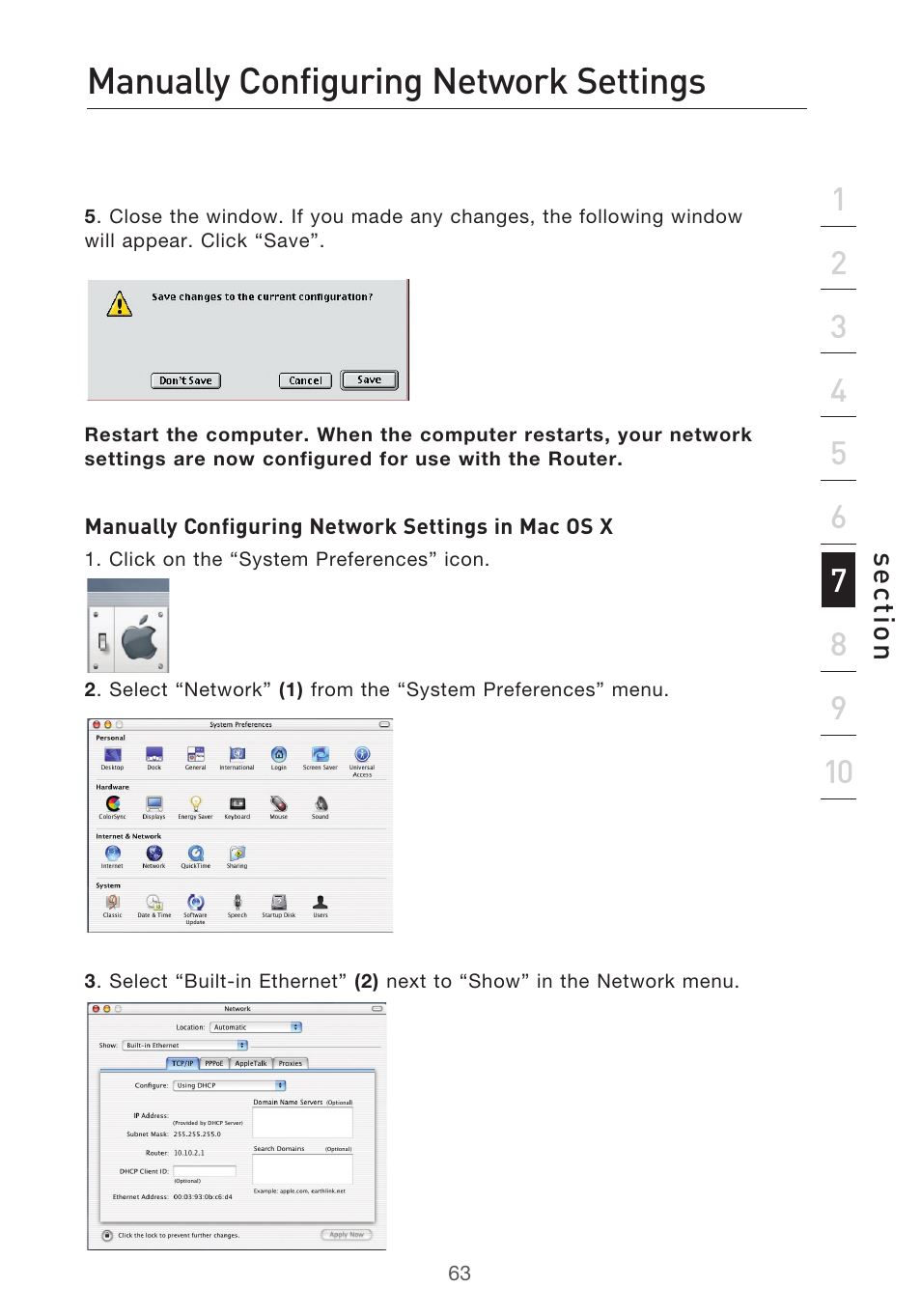 Manually configuring network settings | Belkin F5D9630-4 User Manual | Page 65 / 88