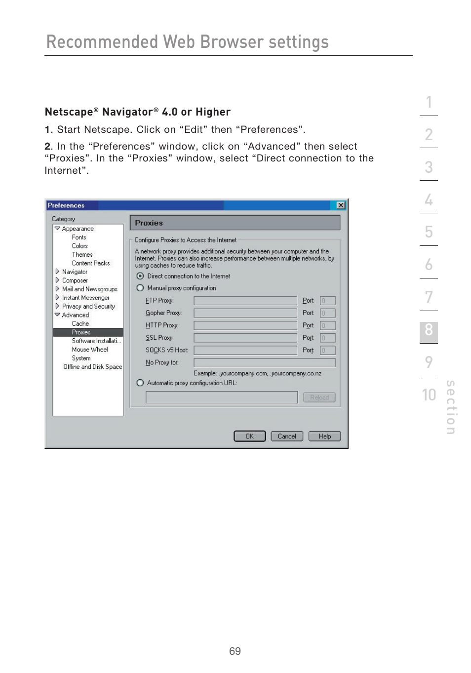 Recommended web browser settings | Belkin F5D9630-4 User Manual | Page 71 / 88