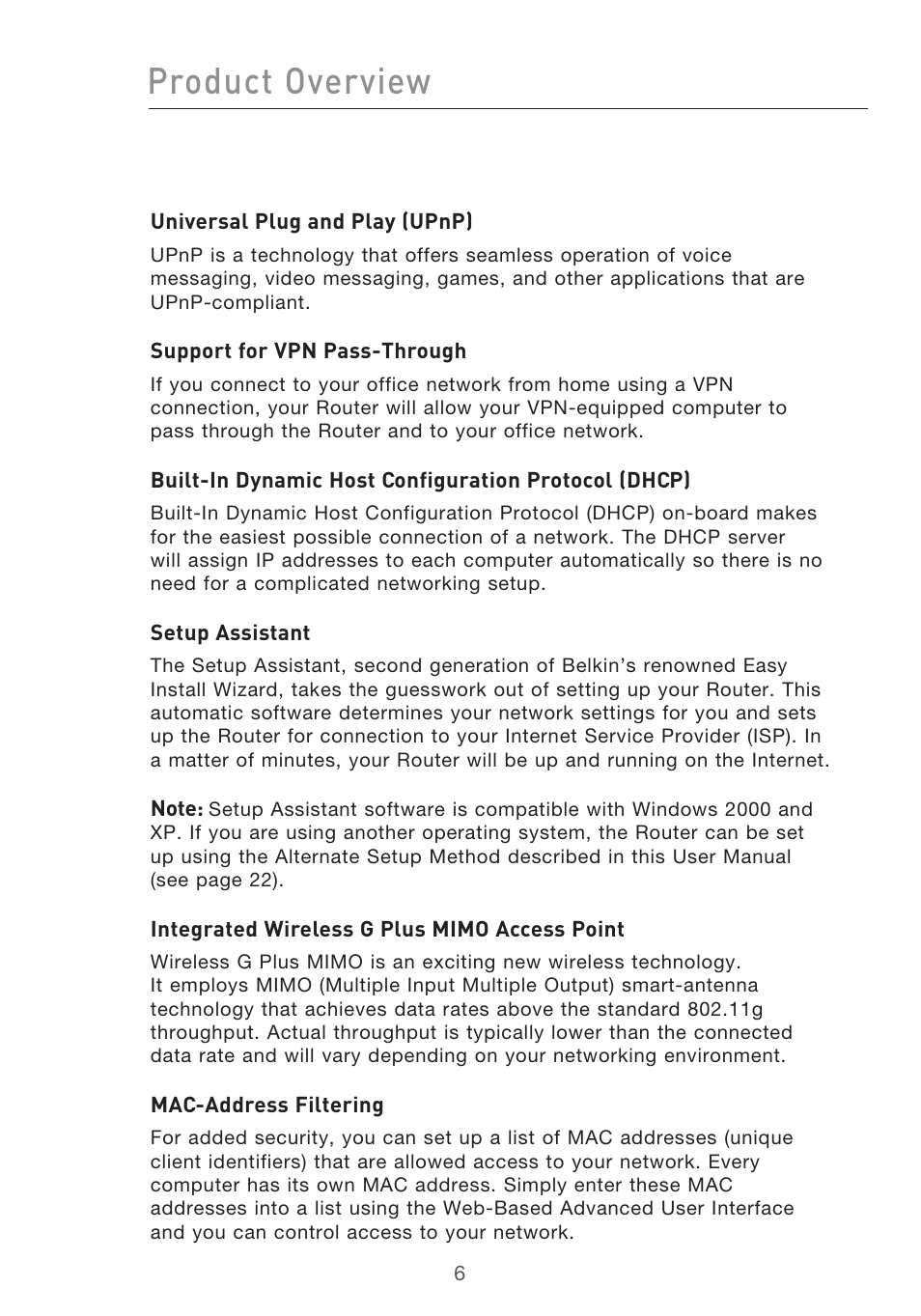 Product overview | Belkin F5D9630-4 User Manual | Page 8 / 88