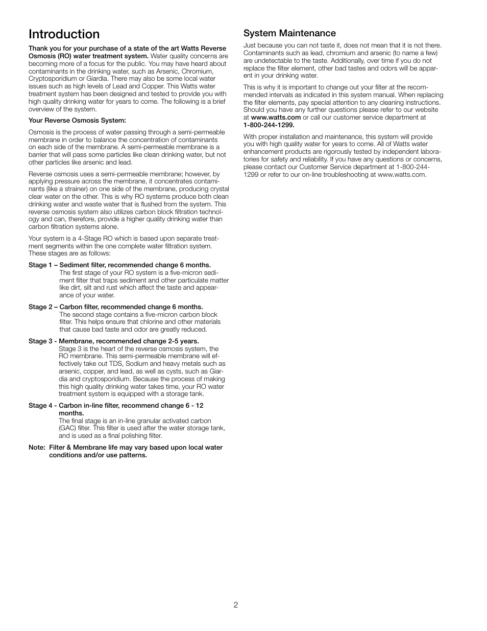 Introduction, System maintenance | Watts PWRO4ZRO User Manual | Page 2 / 16
