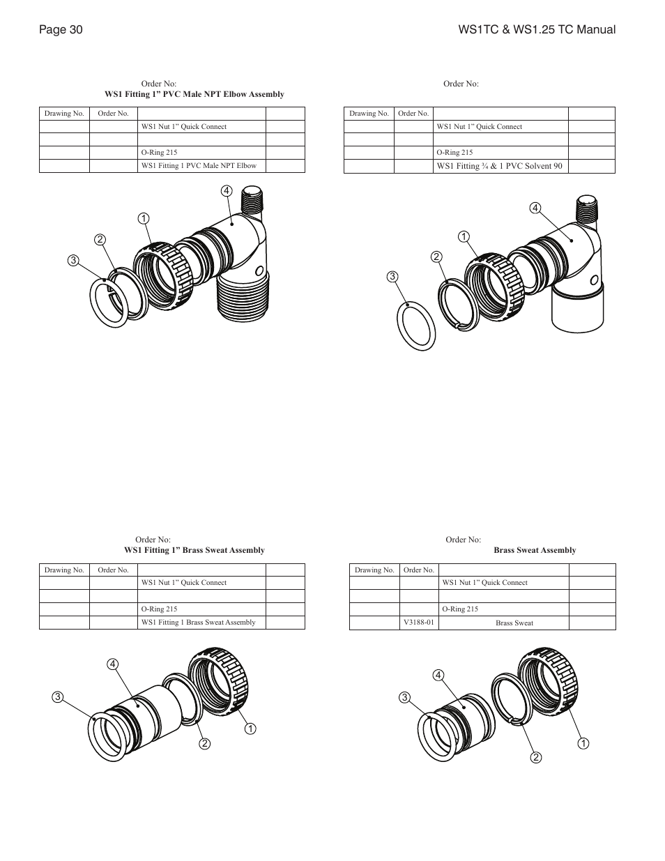 Installation fitting assemblies | Watts W100F User Manual | Page 30 / 48