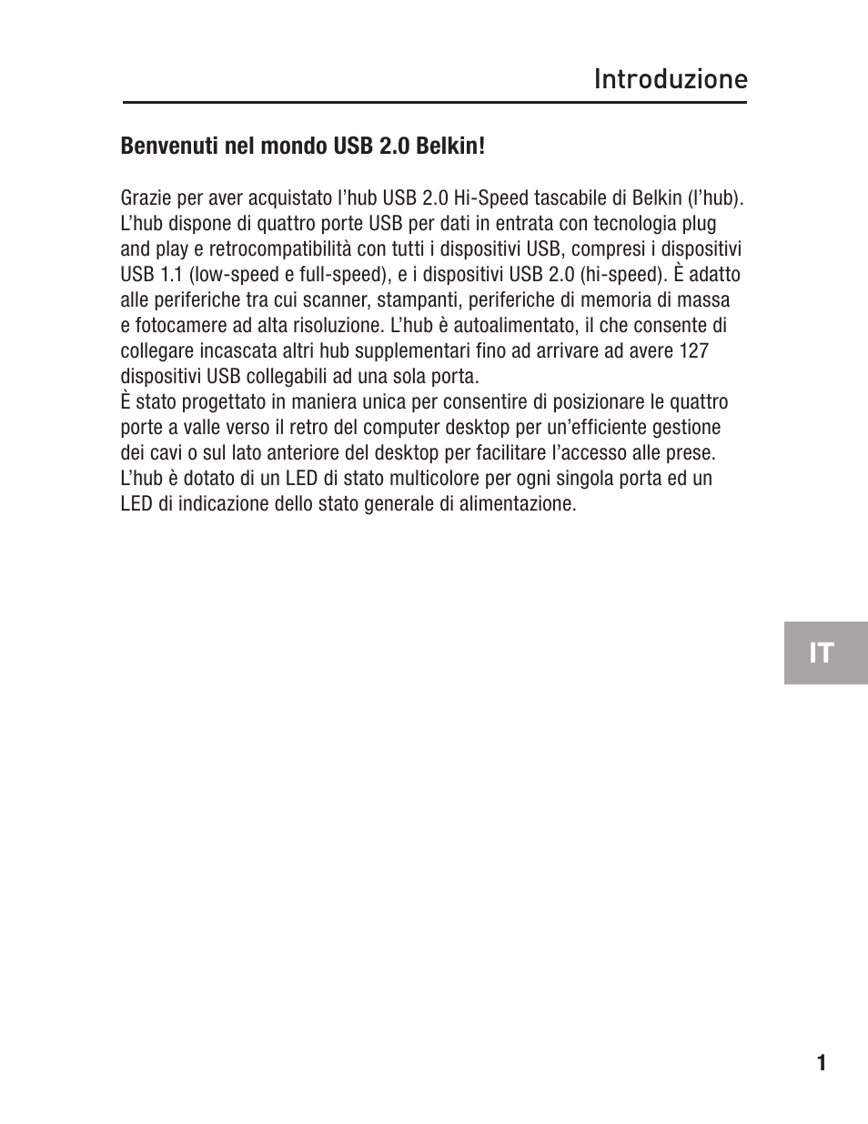 It introduzione | Belkin F5U234 User Manual | Page 55 / 64