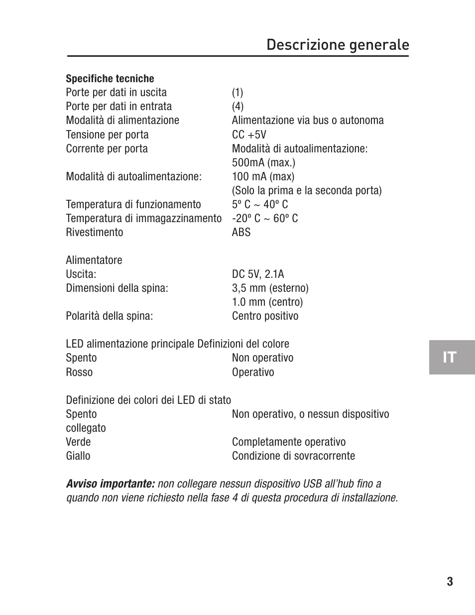 Descrizione generale | Belkin F5U234 User Manual | Page 57 / 64