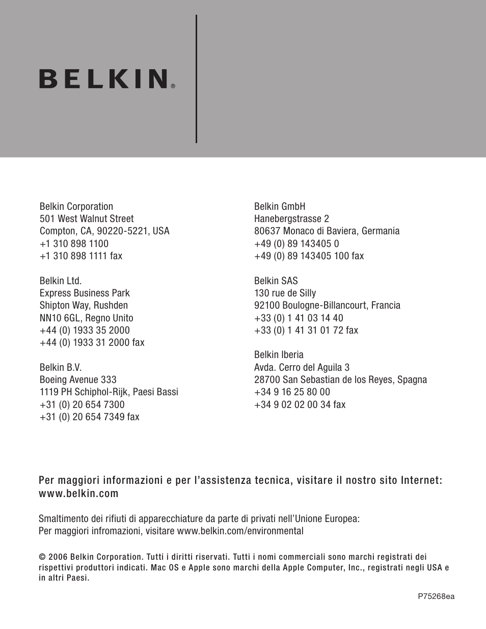 Belkin F5U234 User Manual | Page 62 / 64