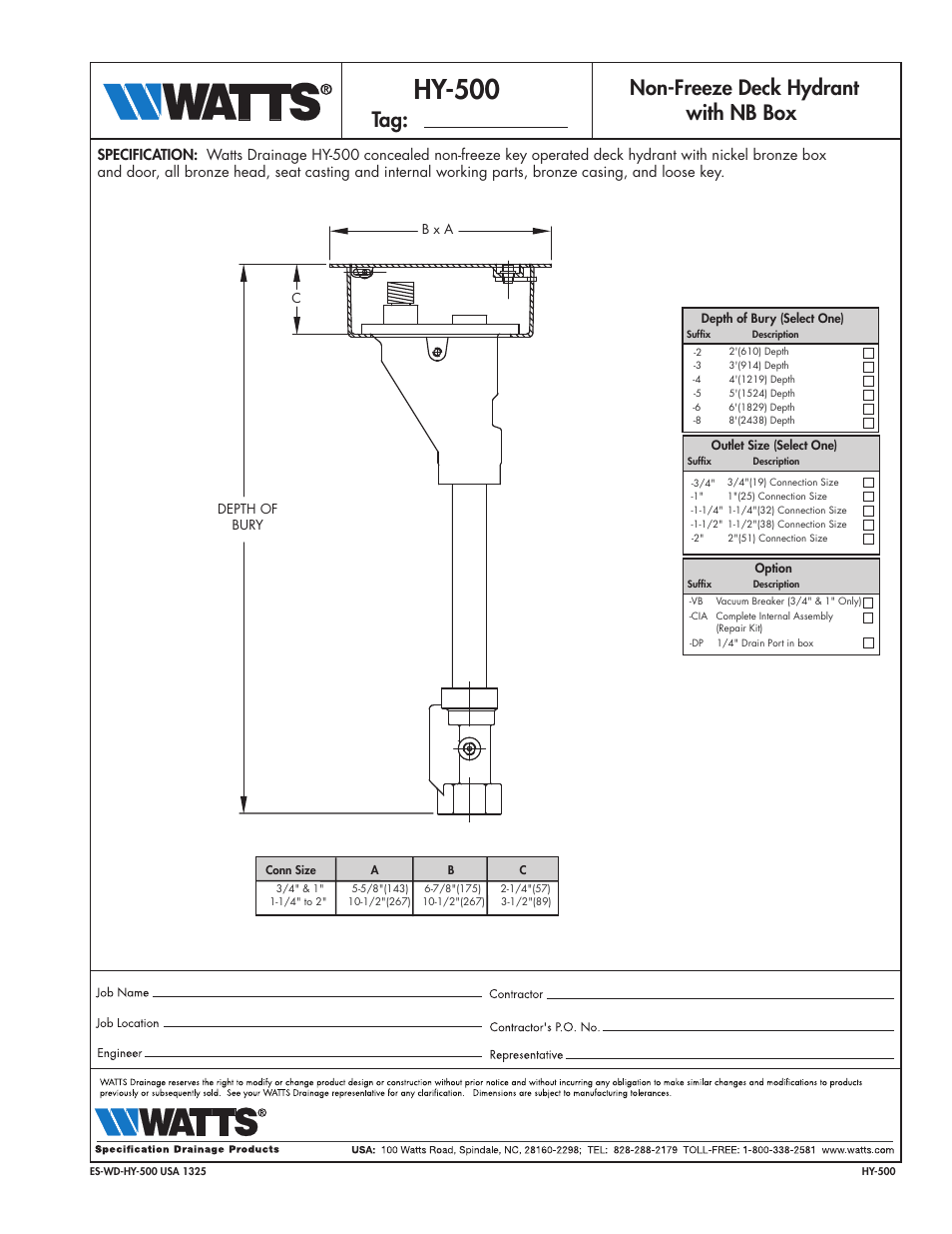 Watts HY-500 User Manual | 1 page