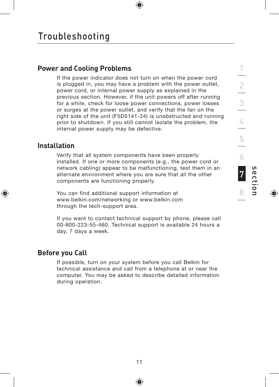 Troubleshooting | Belkin 16/24-Port Gigabit Switch P75179ea User Manual | Page 14 / 20