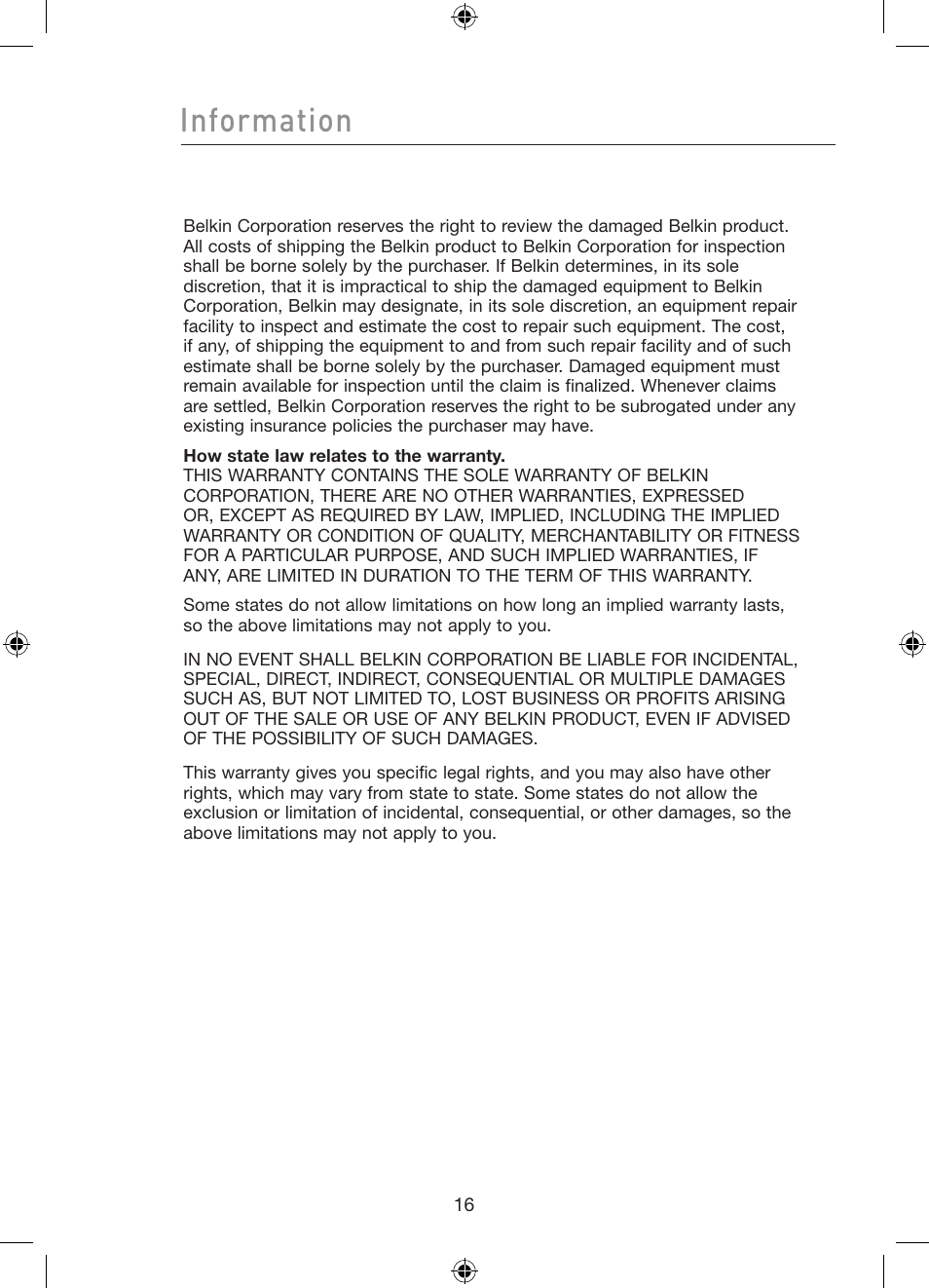 Information | Belkin 16/24-Port Gigabit Switch P75179ea User Manual | Page 19 / 20