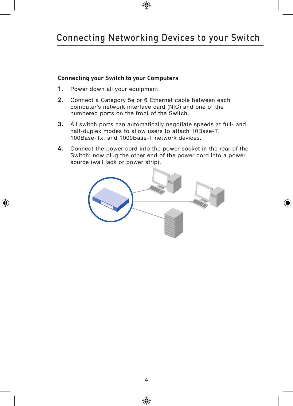 Connecting networking devices to your switch | Belkin 16/24-Port Gigabit Switch P75179ea User Manual | Page 7 / 20