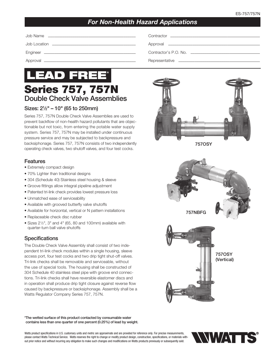 Watts 757N User Manual | 4 pages