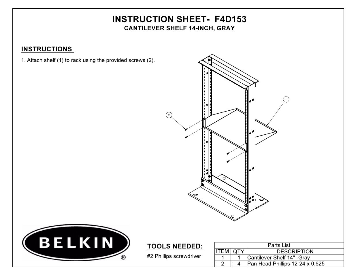 Belkin F4D153 User Manual | 1 page