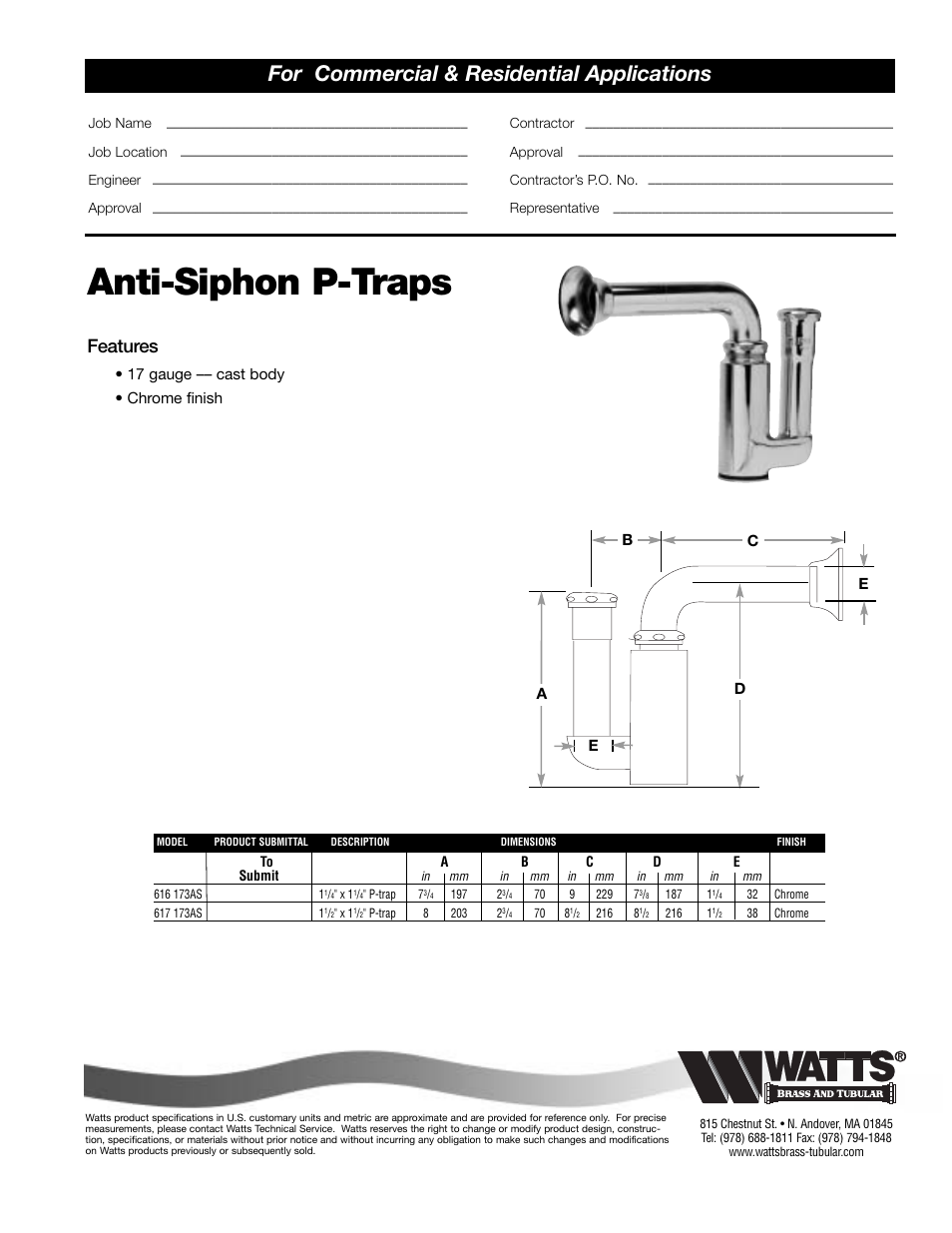 Watts 617 173AS User Manual | 1 page
