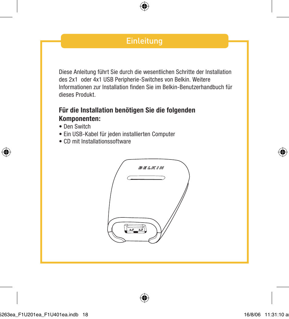 Einleitung | Belkin F1U201VEA1 User Manual | Page 18 / 40