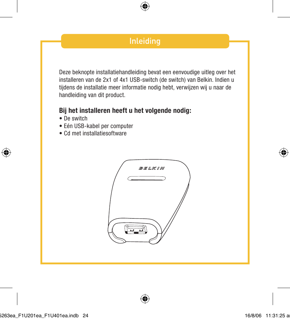 Inleiding | Belkin F1U201VEA1 User Manual | Page 24 / 40