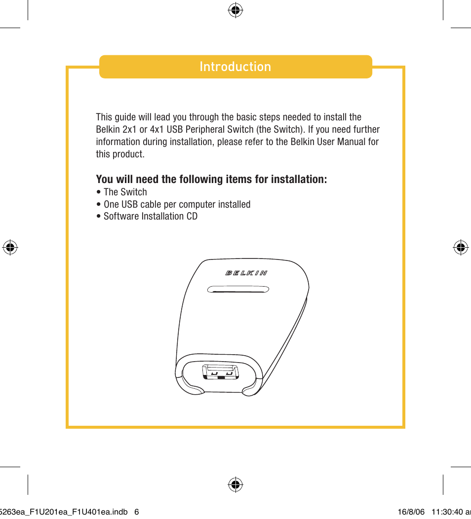 Introduction | Belkin F1U201VEA1 User Manual | Page 6 / 40