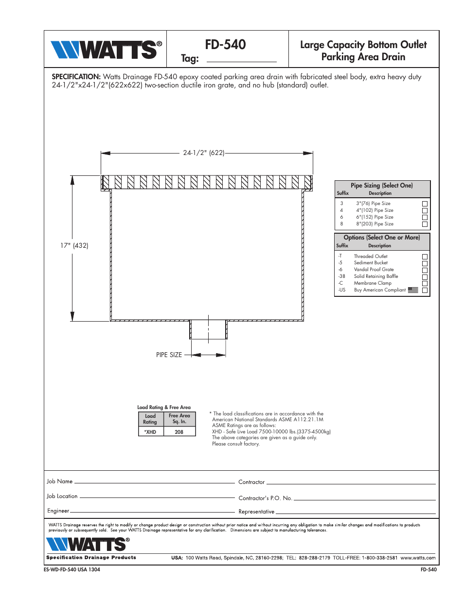 Watts FD-540 User Manual | 1 page