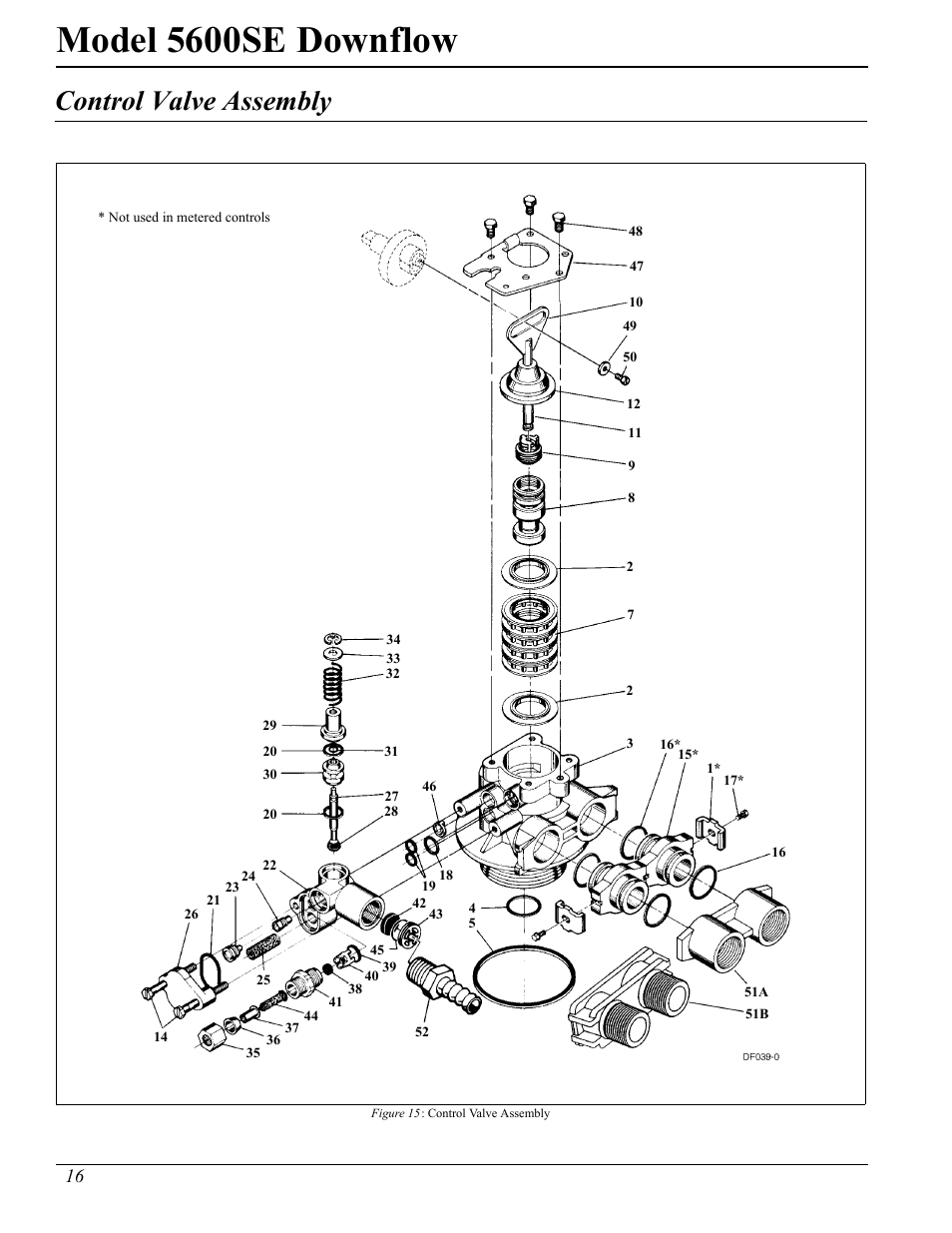 Model 5600se downflow, Control valve assembly | Watts Fleck 5600 Plastic Valve User Manual | Page 16 / 32