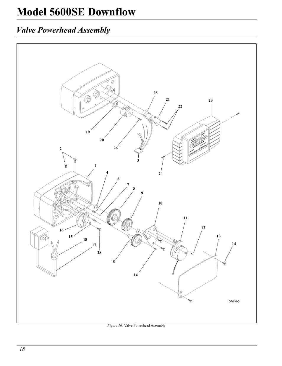 Model 5600se downflow, Valve powerhead assembly | Watts Fleck 5600 Plastic Valve User Manual | Page 18 / 32