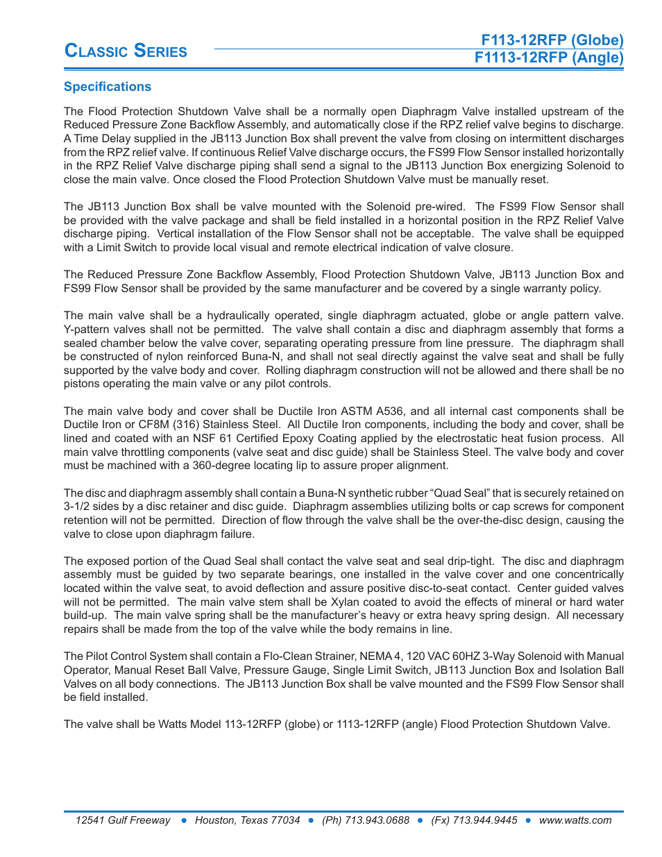 Watts F1113-12RFP User Manual | Page 11 / 15