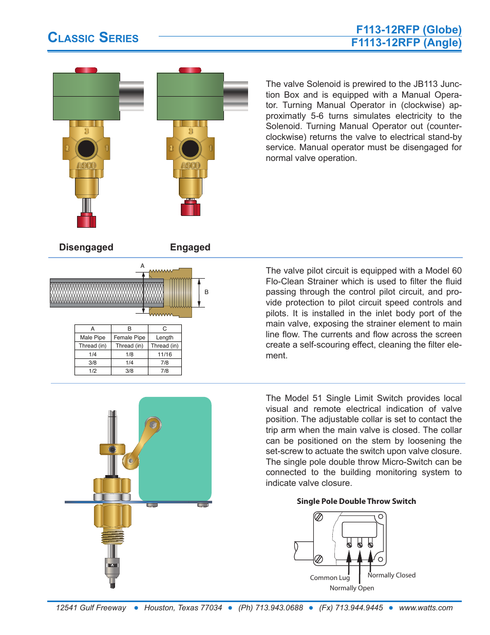 Lassic, Eries | Watts F1113-12RFP User Manual | Page 7 / 15