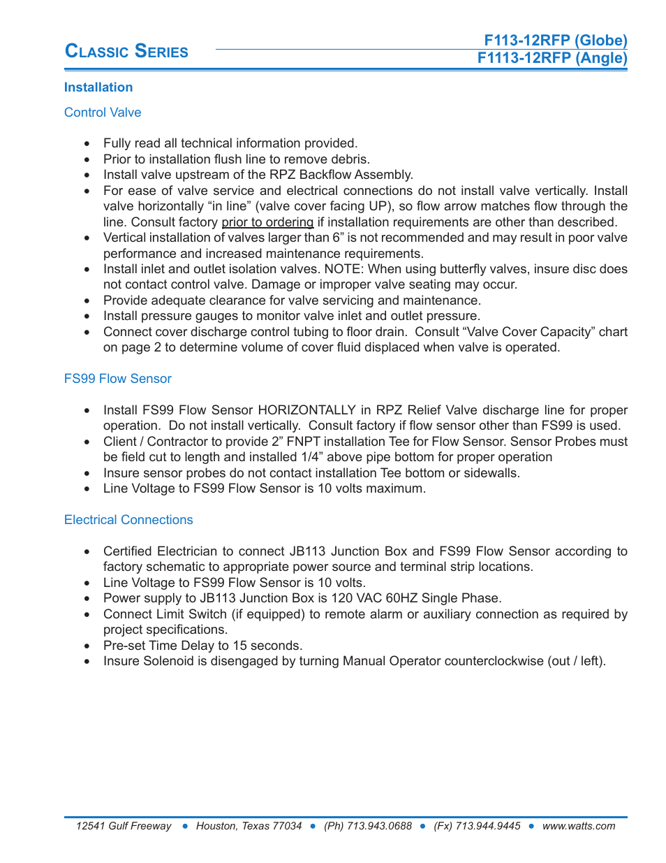 Watts F1113-12RFP User Manual | Page 9 / 15