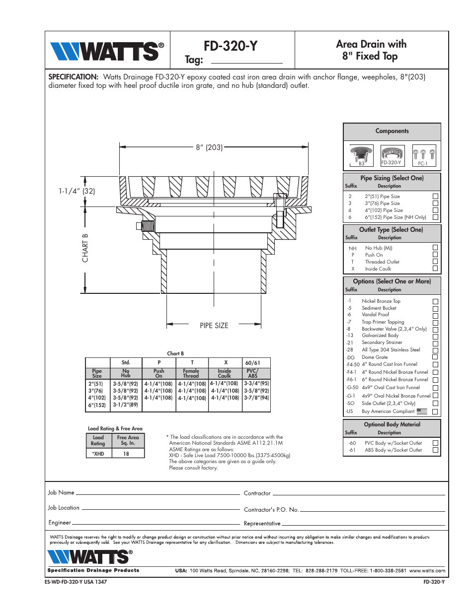 Watts FD-320-Y User Manual | 1 page