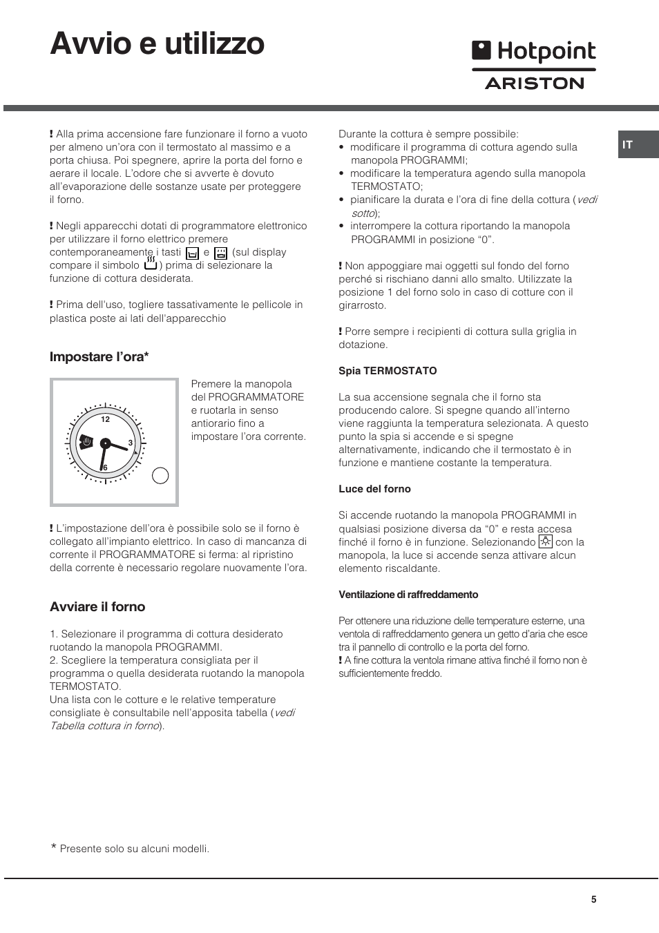 Avvio e utilizzo, Impostare lora, Avviare il forno | Hotpoint Ariston CE 6V P6 EU/HA User Manual | Page 5 / 76