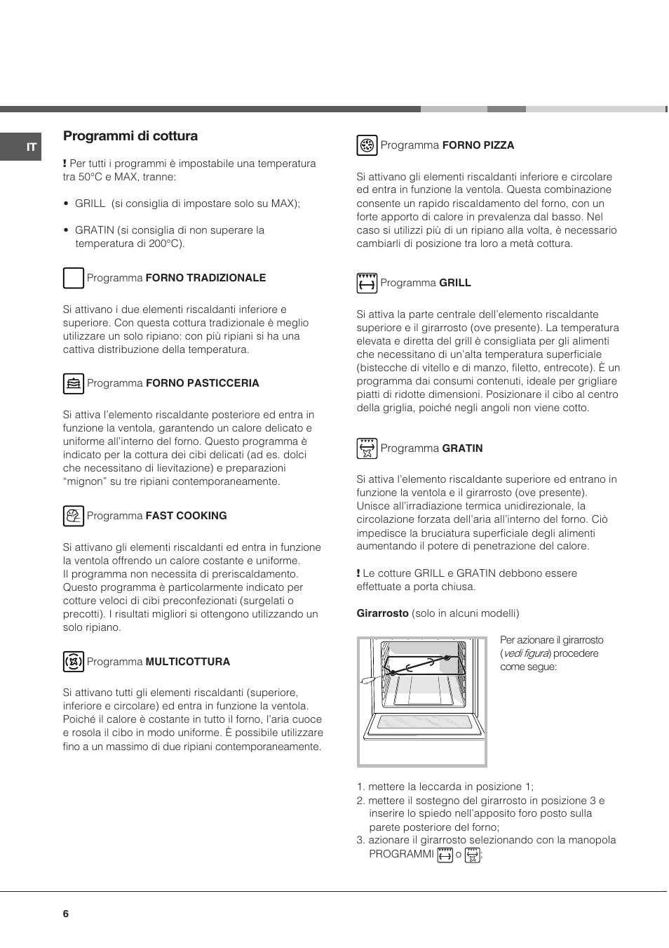 Programmi di cottura | Hotpoint Ariston CE 6V P6 EU/HA User Manual | Page 6 / 76