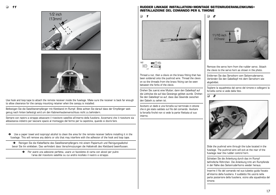 1/2 inch (13mm) | E-flite Mystique RES 2.9m ARF User Manual | Page 17 / 52