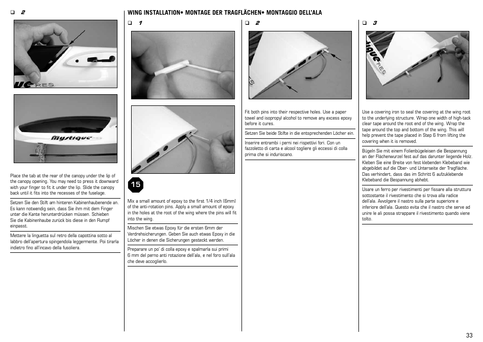 E-flite Mystique RES 2.9m ARF User Manual | Page 33 / 52