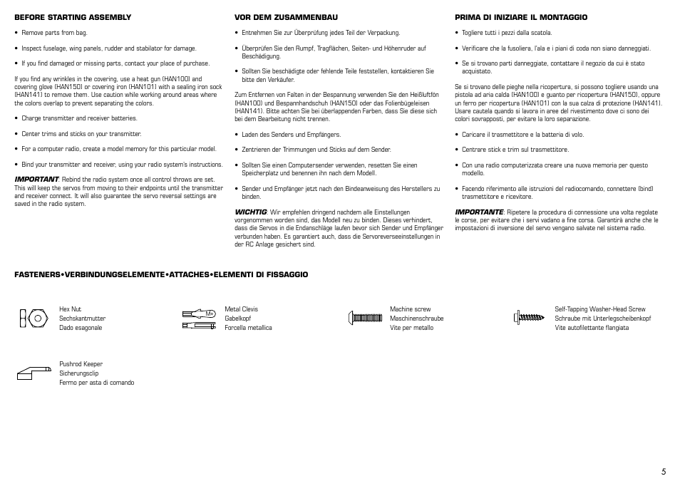 E-flite Mystique RES 2.9m ARF User Manual | Page 5 / 52