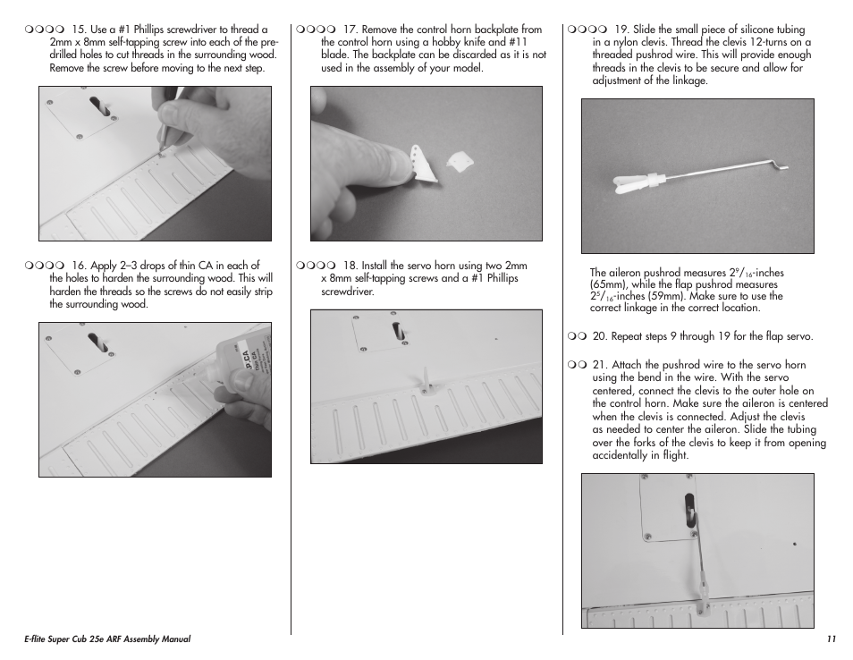 E-flite Super Cub 25e ARF User Manual | Page 11 / 48