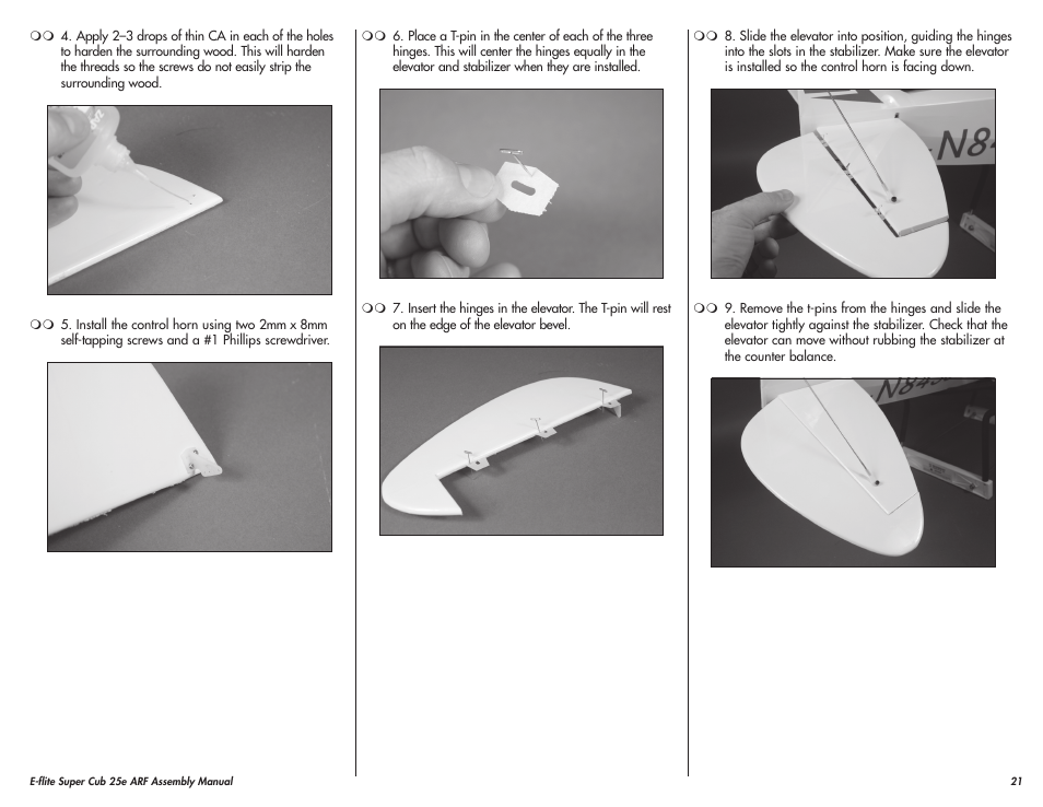 E-flite Super Cub 25e ARF User Manual | Page 21 / 48