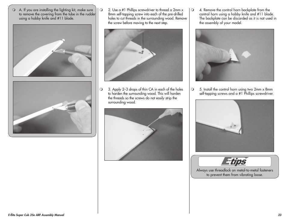 E-flite Super Cub 25e ARF User Manual | Page 23 / 48