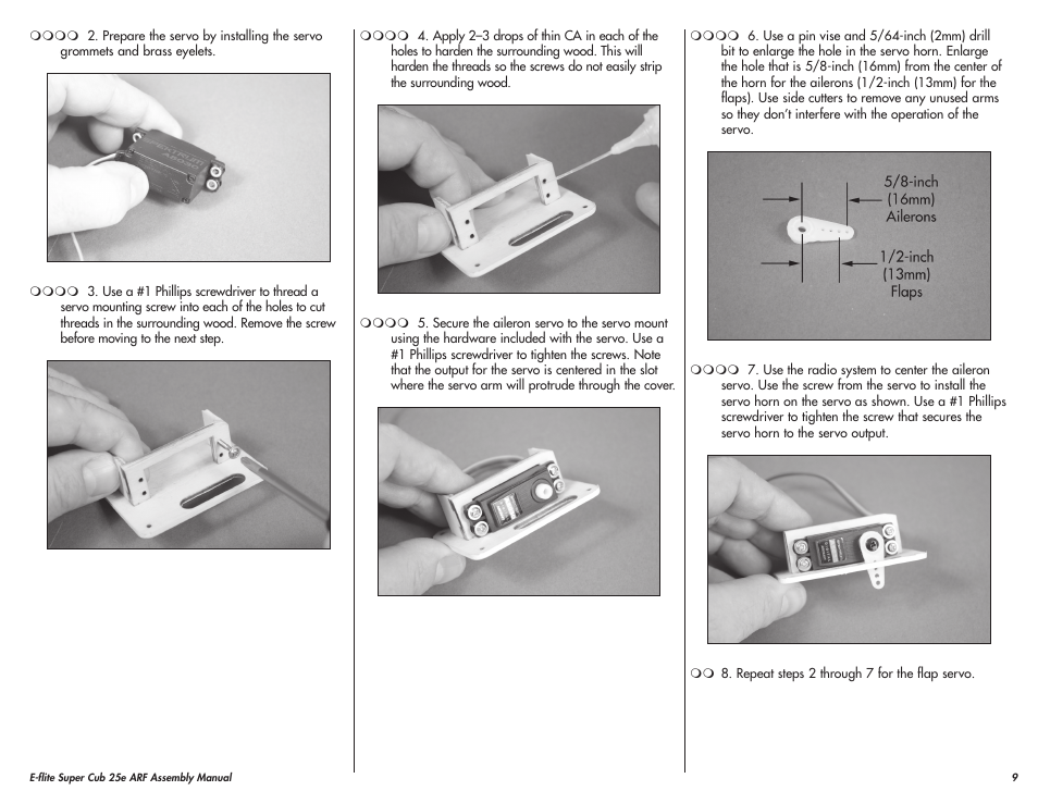 E-flite Super Cub 25e ARF User Manual | Page 9 / 48