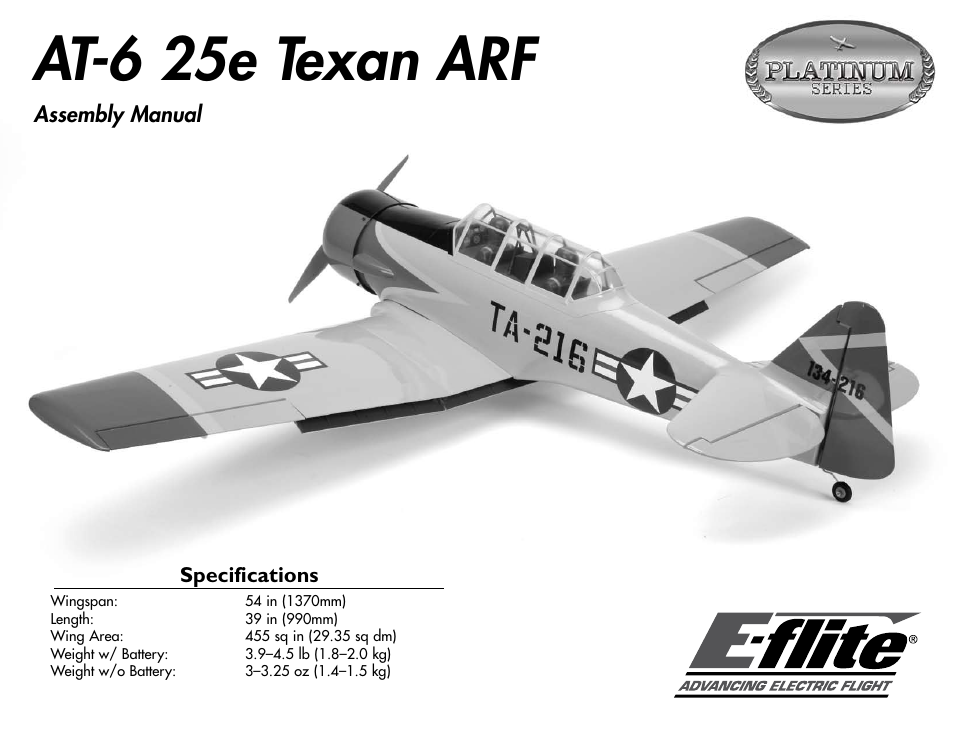 E-flite AT-6 Texan 25 ARF User Manual | 52 pages