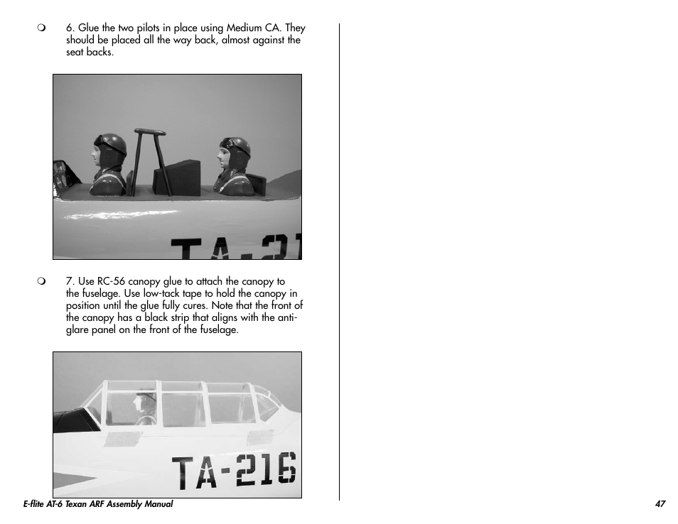 E-flite AT-6 Texan 25 ARF User Manual | Page 47 / 52