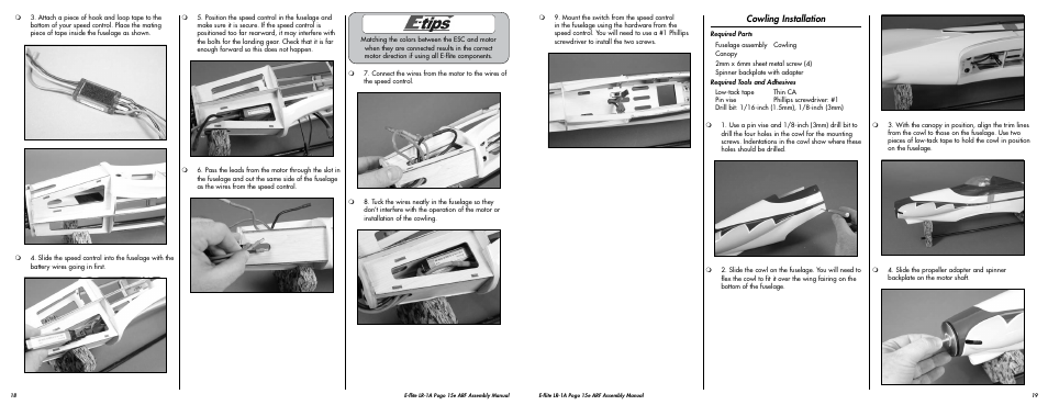 Cowling installation | E-flite LR-1A Pogo ARF 15e User Manual | Page 10 / 21