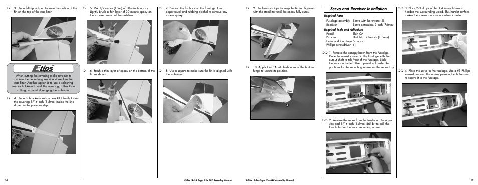 Servo and receiver installation | E-flite LR-1A Pogo ARF 15e User Manual | Page 13 / 21