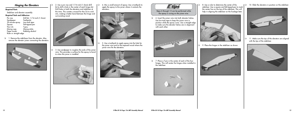 Hinging the elevators | E-flite LR-1A Pogo ARF 15e User Manual | Page 7 / 21