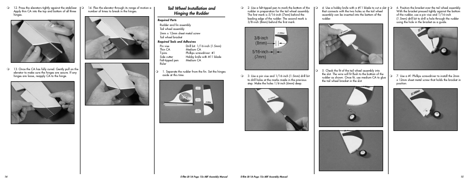Tail wheel installation and hinging the rudder | E-flite LR-1A Pogo ARF 15e User Manual | Page 8 / 21
